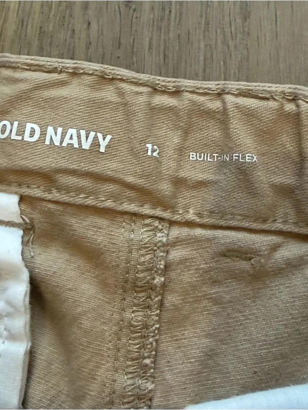 Old Navy boys 12 khaki chino shorts flat front cotton built-in flex
